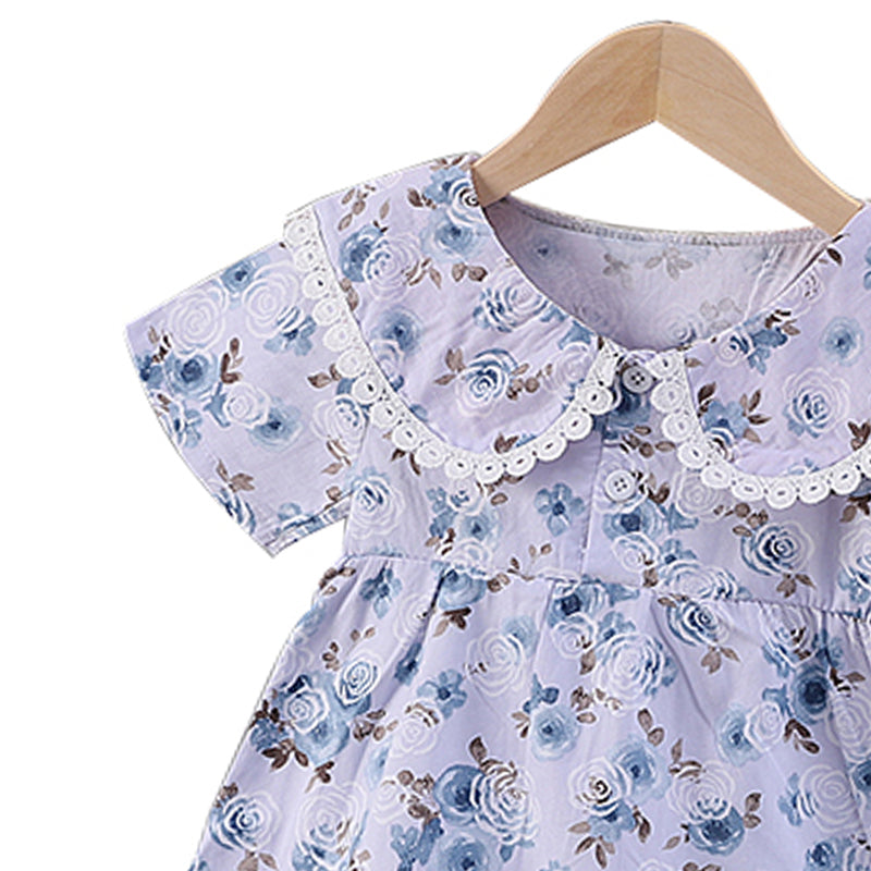 Girls Floral Printed Round Neck Top With Trousers