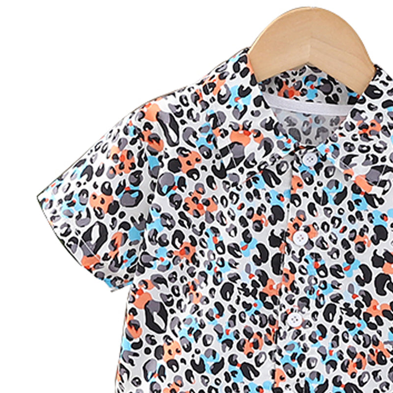 Boys Printed Shirt Collar Shirt With Shorts