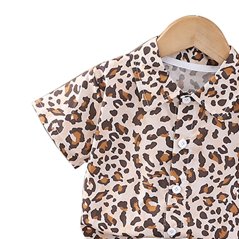 Boys Printed Shirt Collar Shirt With Shorts