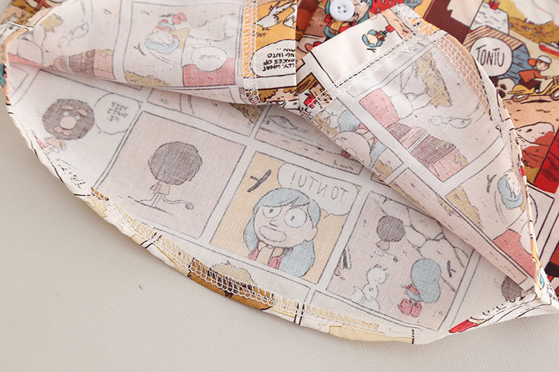 Boys Printed Shirt Collar Shirt With Shorts