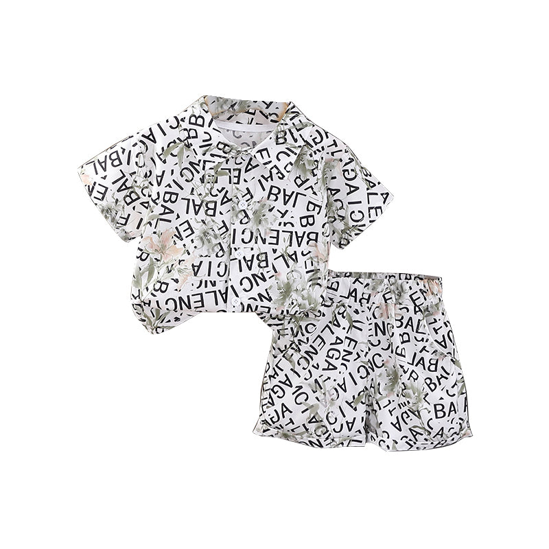 Boys Printed Shirt Collar Shirt With Shorts