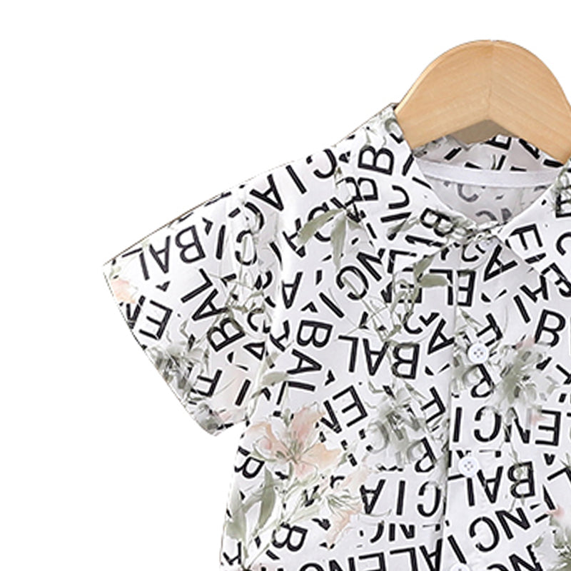 Boys Printed Shirt Collar Shirt With Shorts