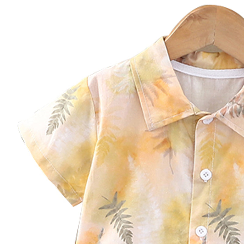Boys Printed Shirt Collar Shirt With Shorts