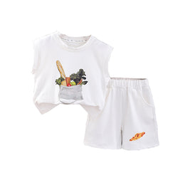Boys Printed Round Neck T-Shirt With Shorts