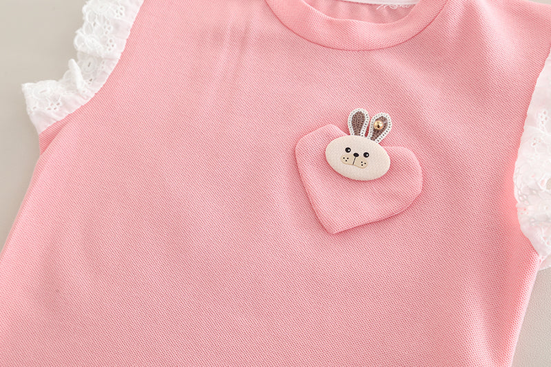 Girls Printed Round Neck T-shirt With Shorts