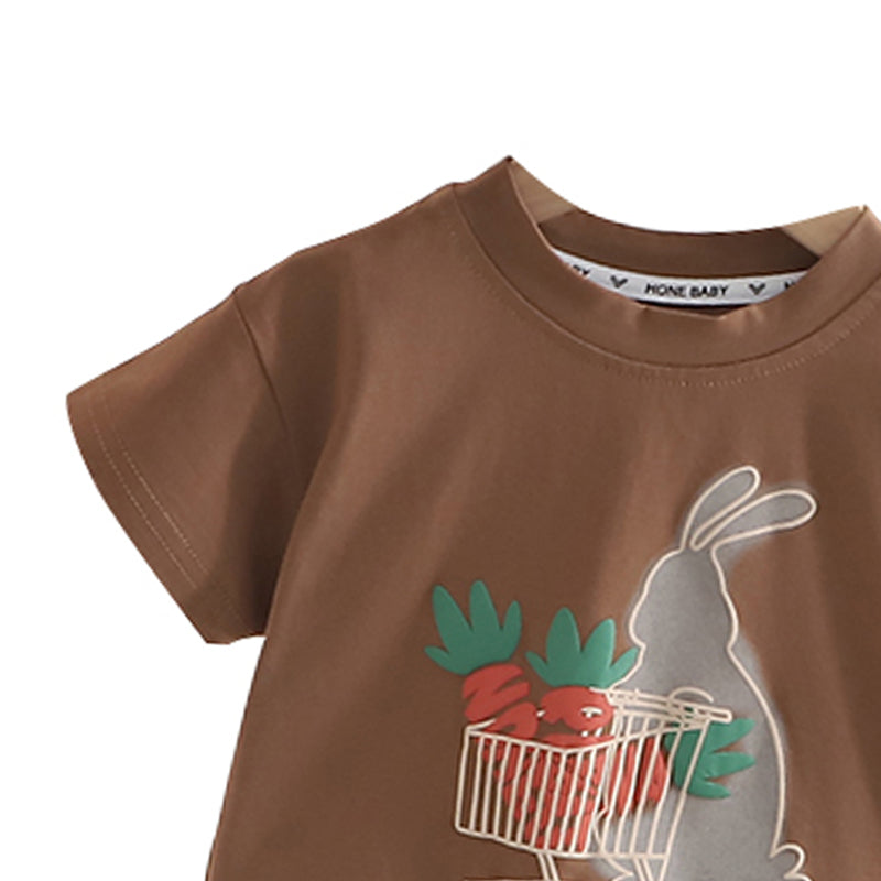 Boys Printed Round Neck T-shirt With Shorts