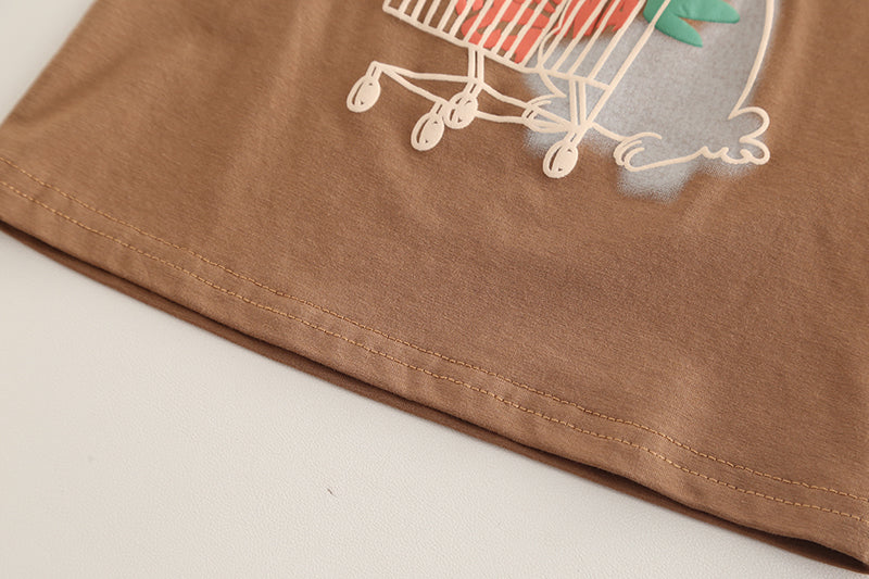 Boys Printed Round Neck T-shirt With Shorts