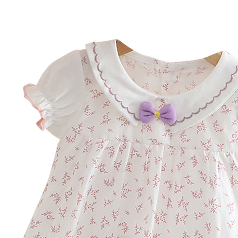 Girls Floral Printed Round Neck Tunic With Shorts