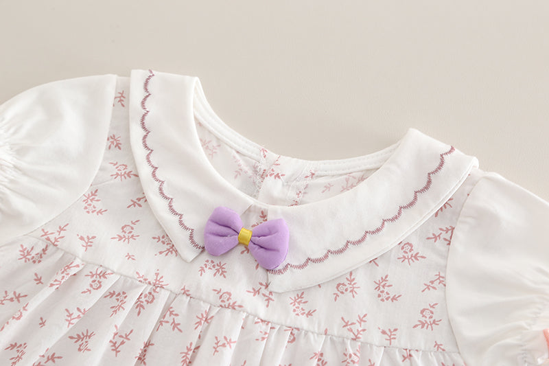 Girls Floral Printed Round Neck Tunic With Shorts