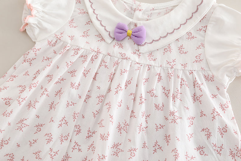 Girls Floral Printed Round Neck Tunic With Shorts