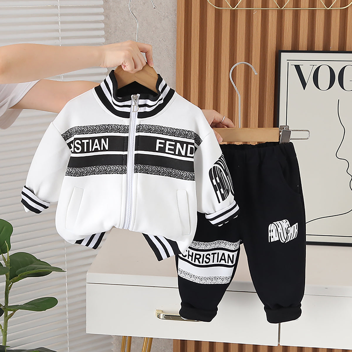 Boys Printed High Neck Long Sleeves T-Shirt With Trouser
