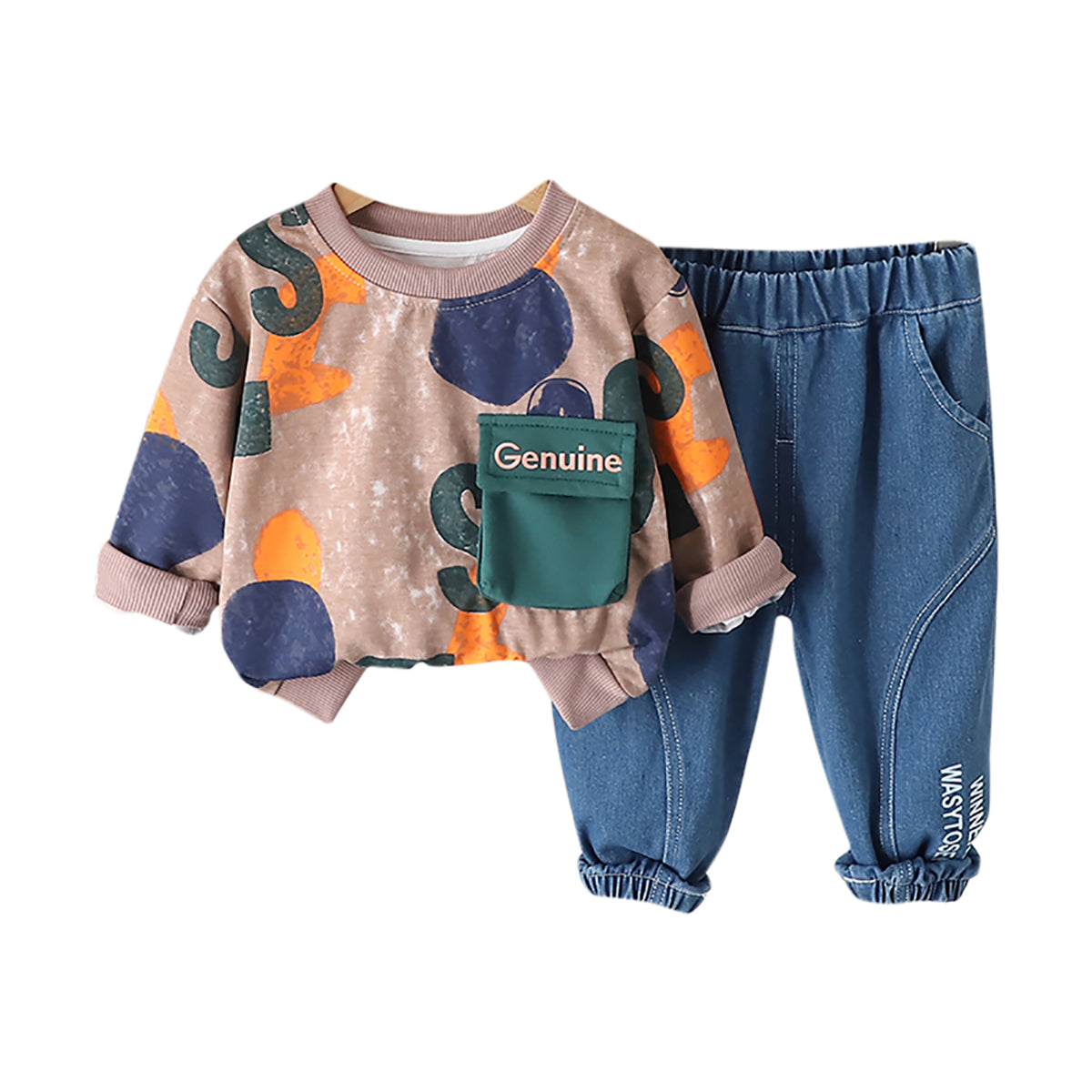 Boys Printed Round Neck Long Sleeves T-Shirt With Trouser