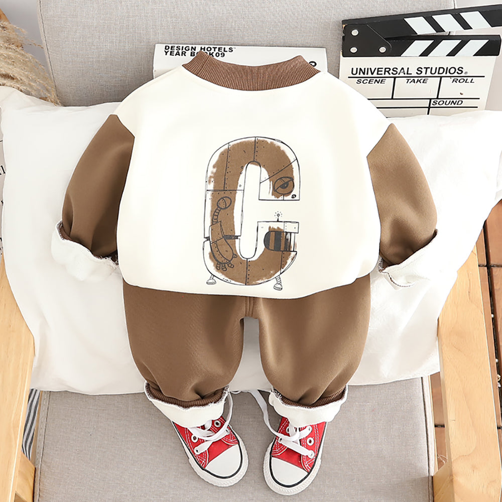 Boys Printed Pure Cotton Sweatshirt With Joggers
