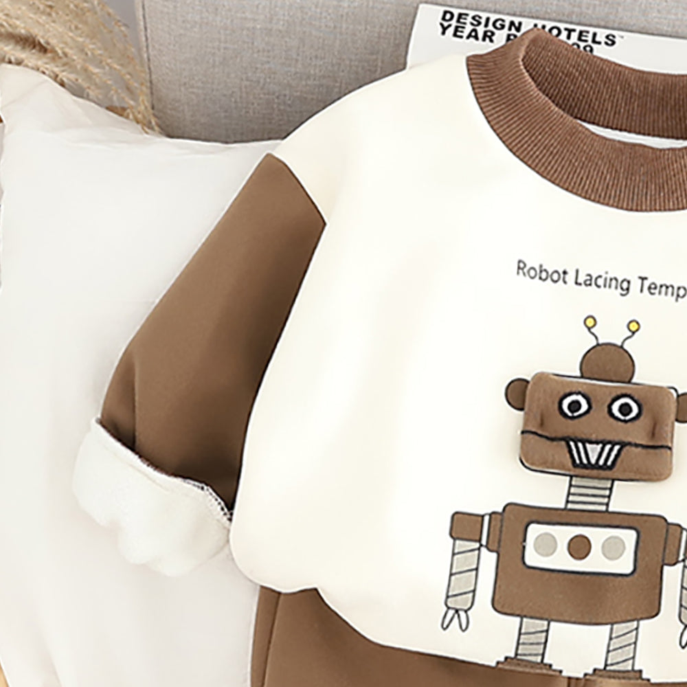 Boys Printed Pure Cotton Sweatshirt With Joggers