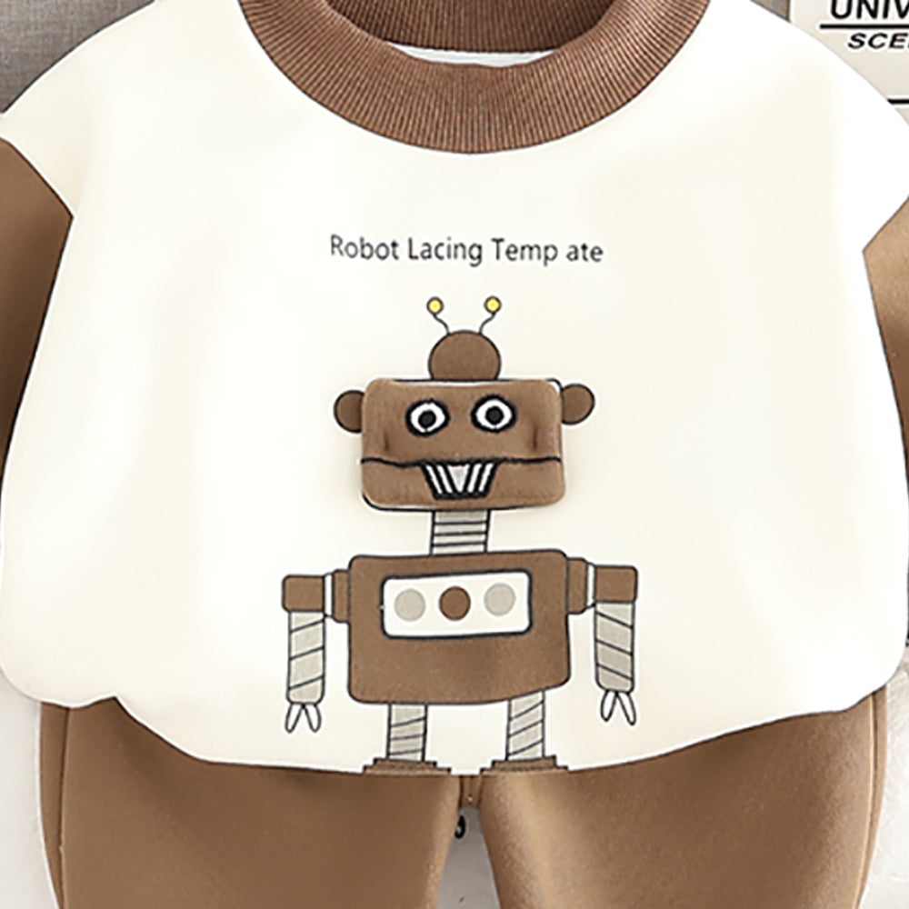 Boys Printed Pure Cotton Sweatshirt With Joggers