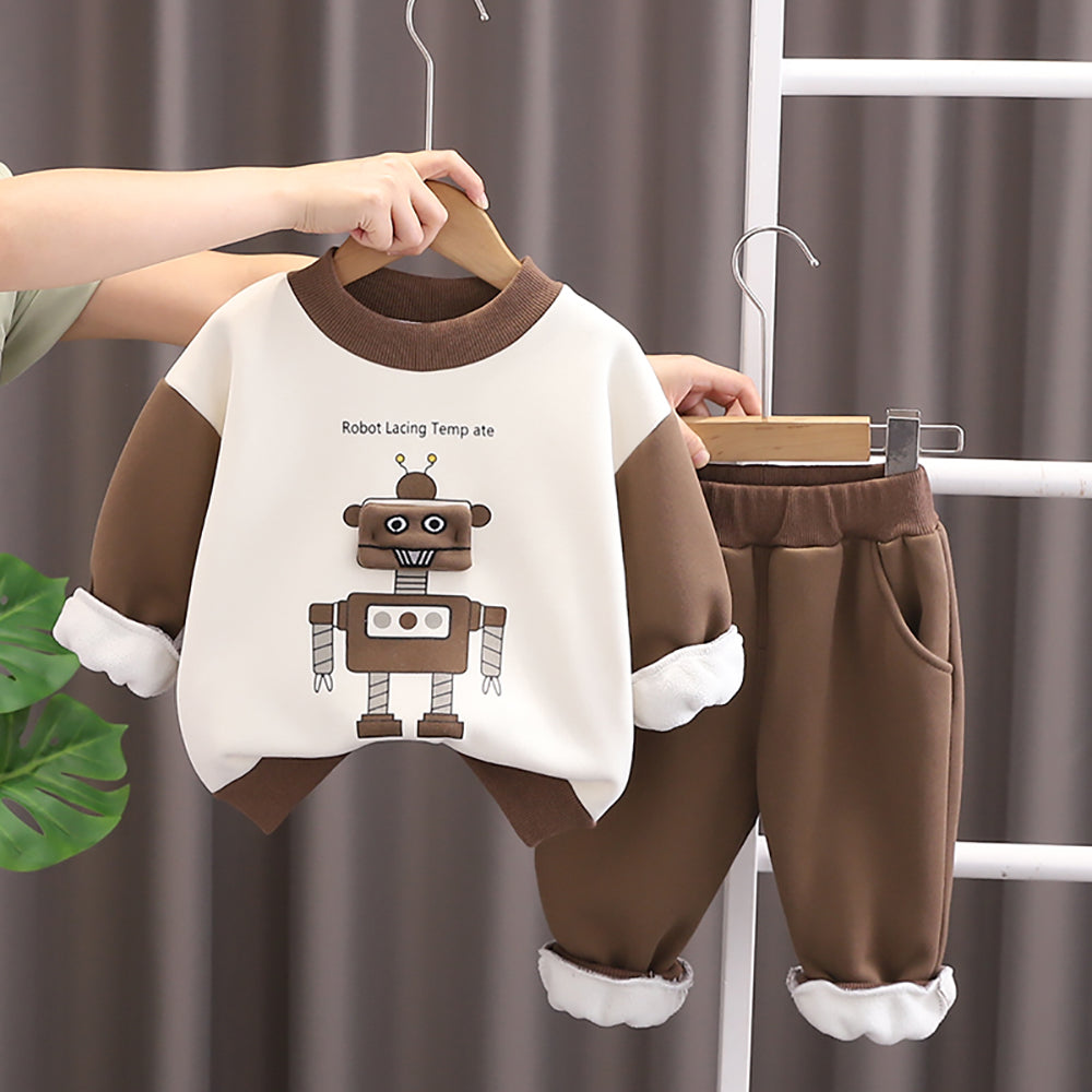 Boys Printed Pure Cotton Sweatshirt With Joggers