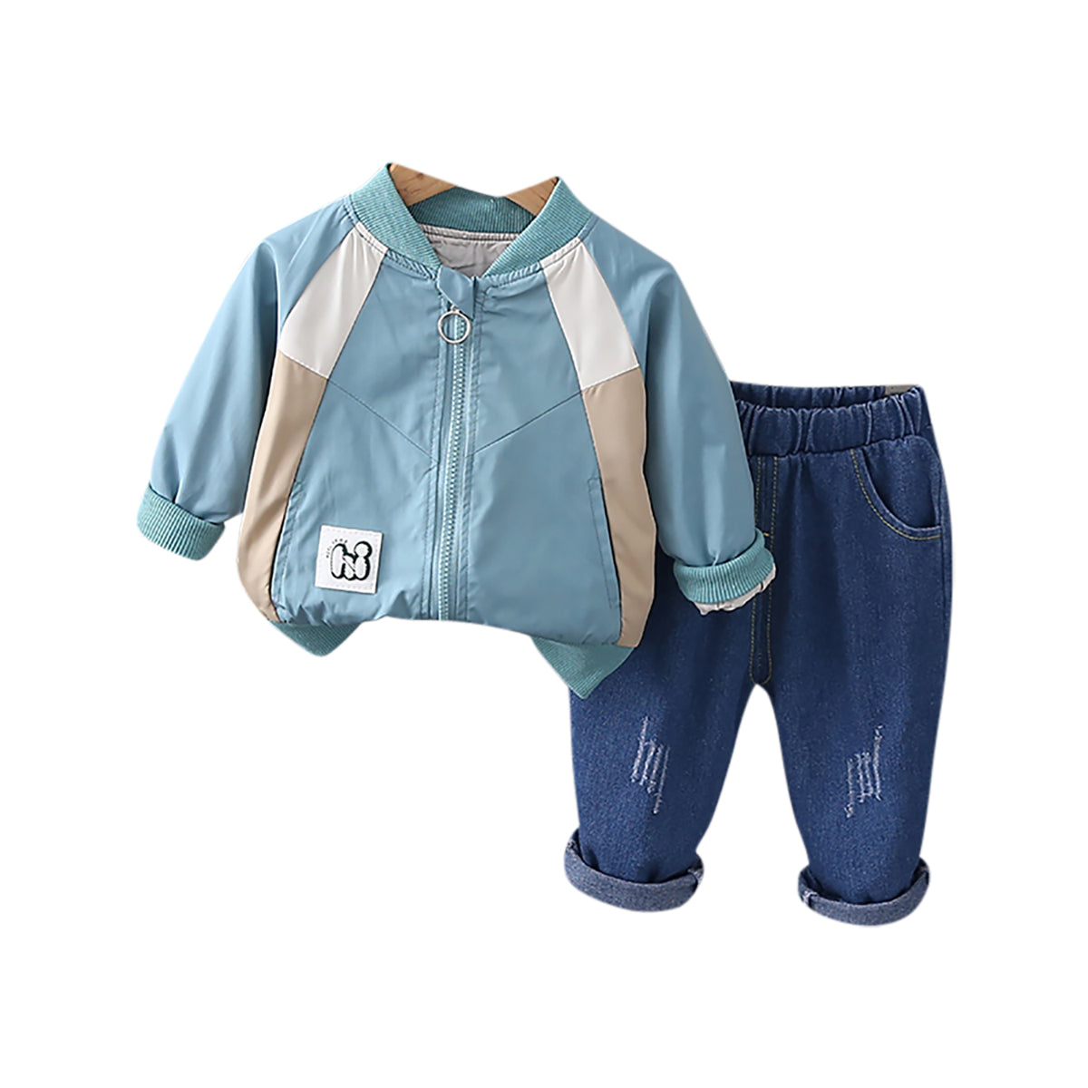 Boys Colourblocked Long Sleeves Coat With Trouser