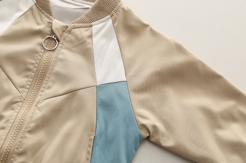 Boys Colourblocked V-Neck Coat with Trouser