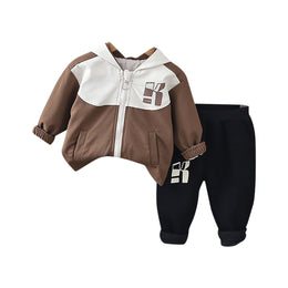 Boys Colourblocked Long Sleeves Coat With Trouser