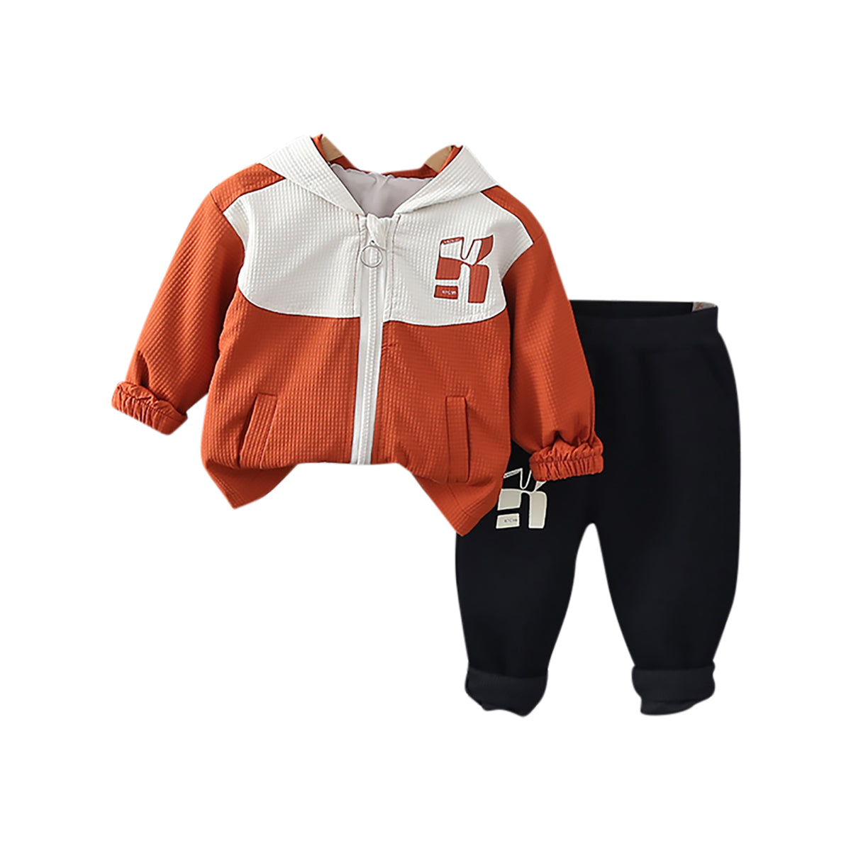 Boys Colourblocked Hooded Coat With Trouser