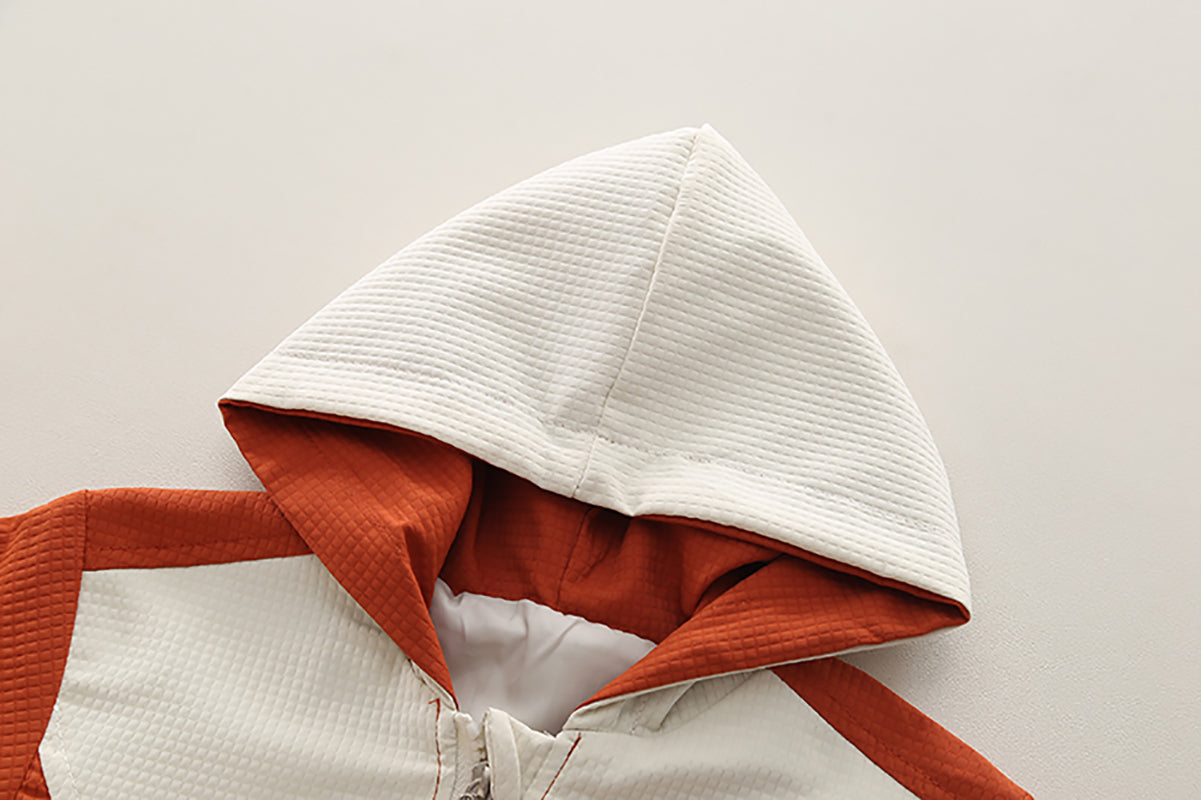 Boys Colourblocked Hooded Coat With Trouser