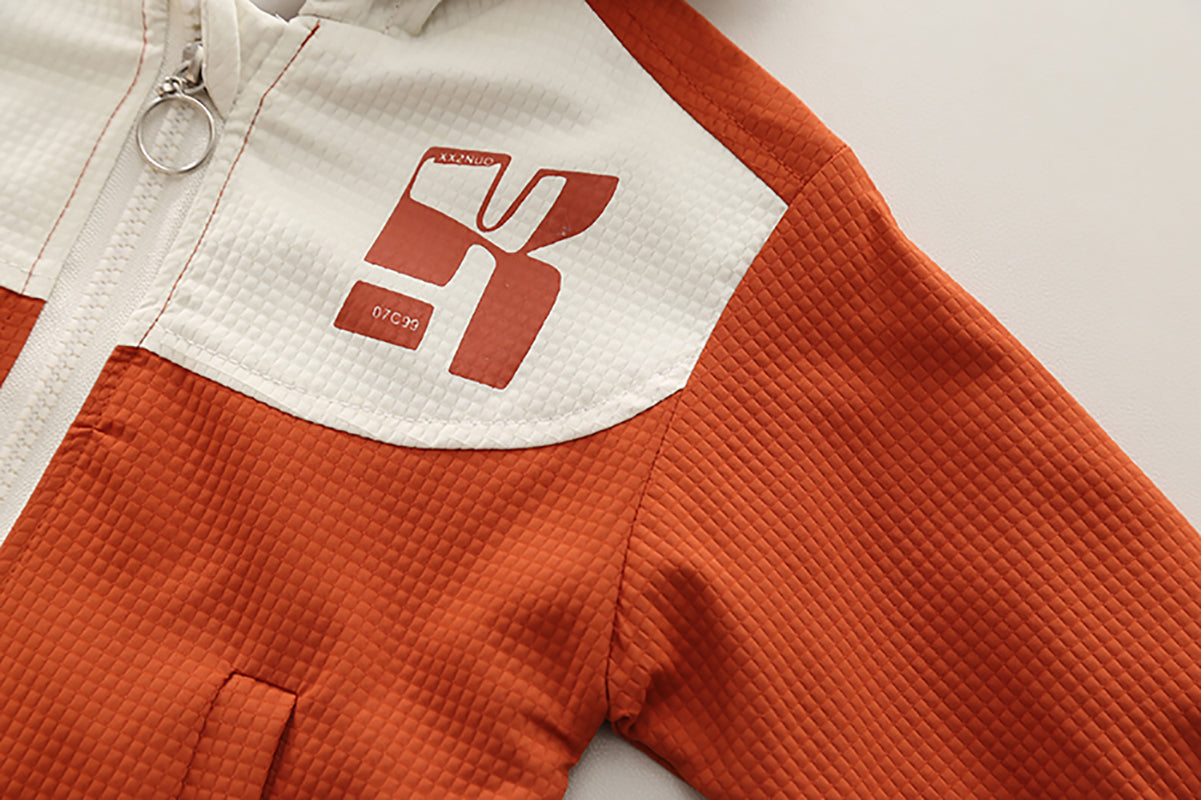 Boys Colourblocked Hooded Coat With Trouser