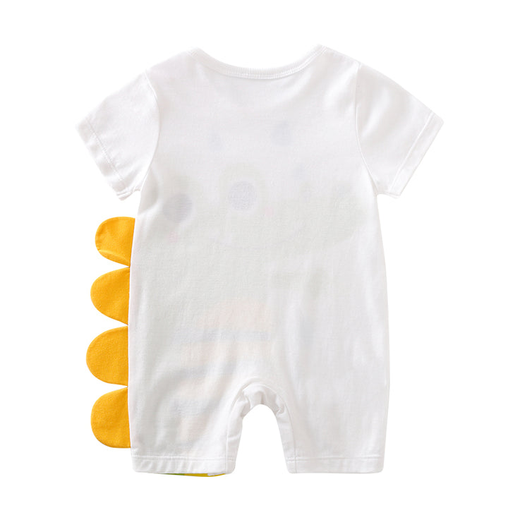 Infant Boys White Conversational Printed Cotton Rompers