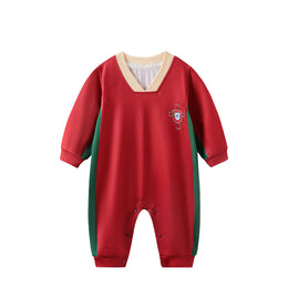 Infant Boys Red V-Neck Rompers