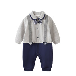 Infant Boys Grey Cotton Rompers