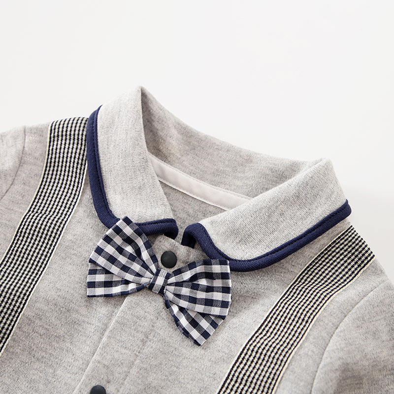Infant Boys Grey Cotton Rompers