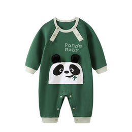 Infants Green & White Printed Cotton Romper