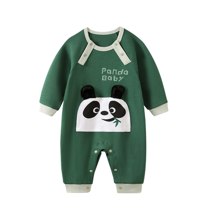 Infants Green & White Printed Cotton Romper