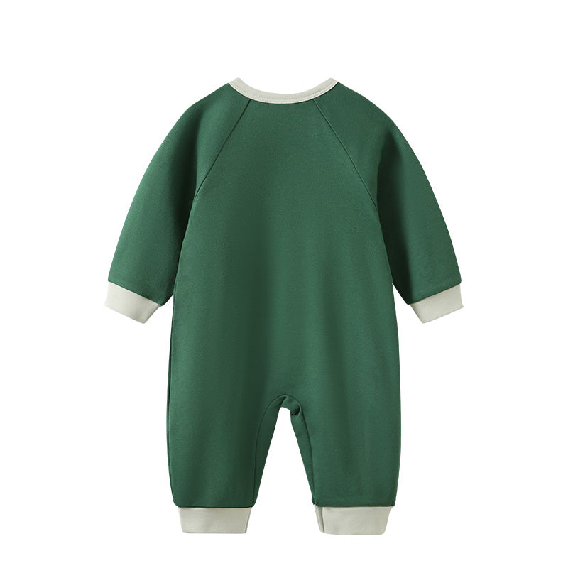 Infants Green & White Printed Cotton Romper
