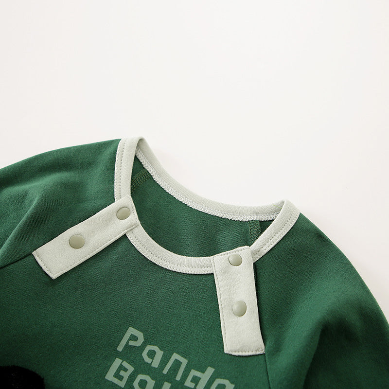 Infants Green & White Printed Cotton Romper