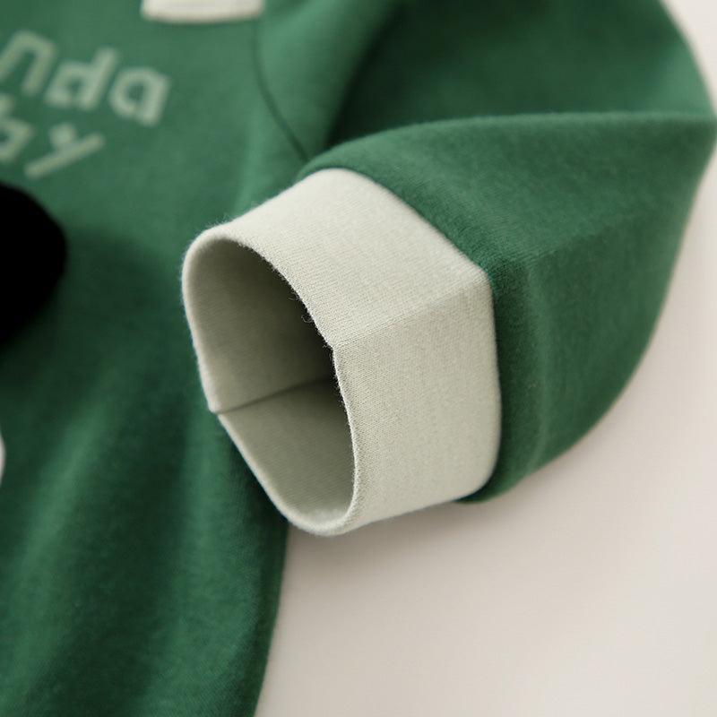 Infants Green & White Printed Cotton Romper