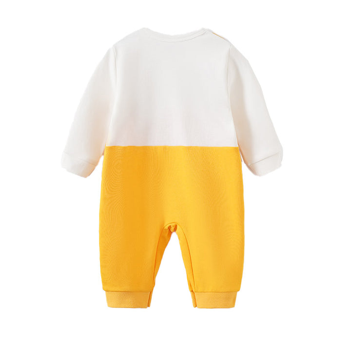 Infants Yellow Printed Cotton Rompers