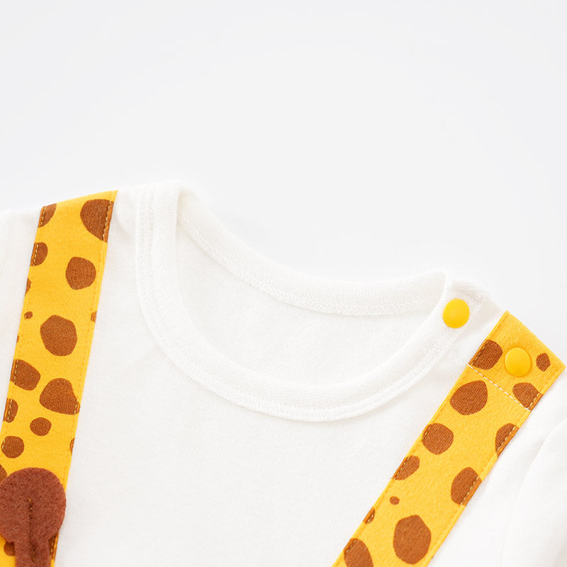 Infants Yellow Printed Cotton Rompers