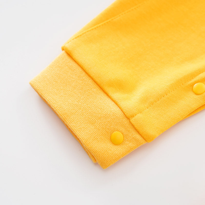 Infants Yellow Printed Cotton Rompers