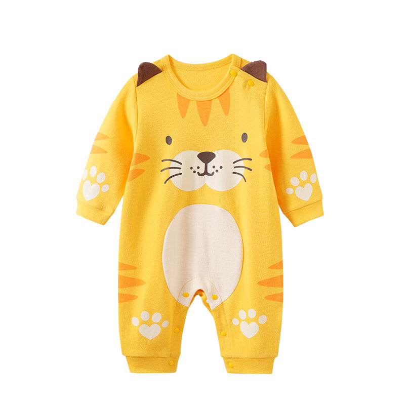 Infant Boys Yellow Printed Cotton Romper