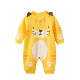 Infant Boys Yellow Printed Cotton Romper