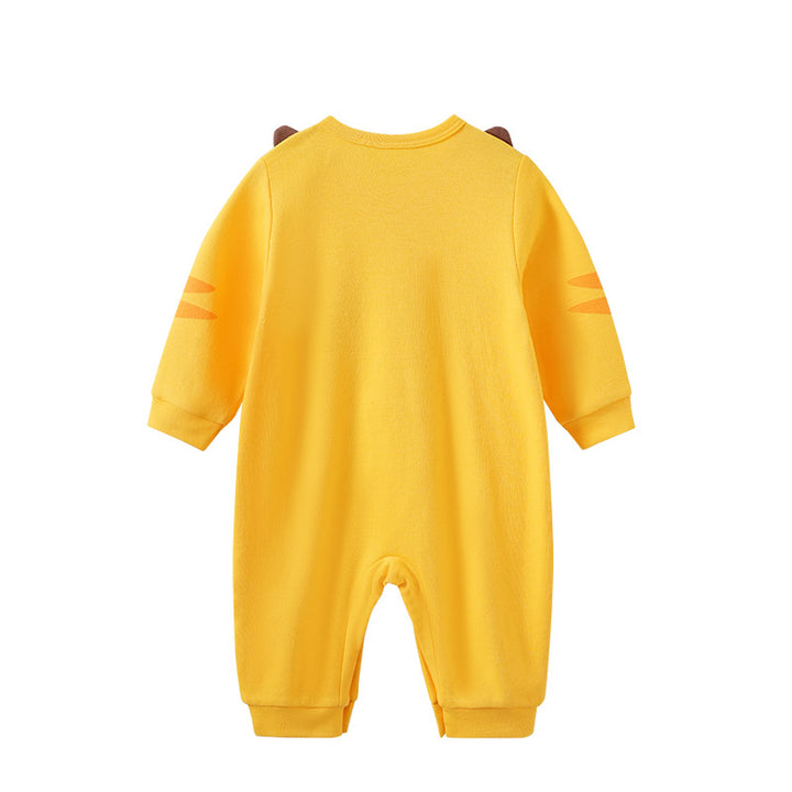 Infant Boys Yellow Printed Cotton Romper