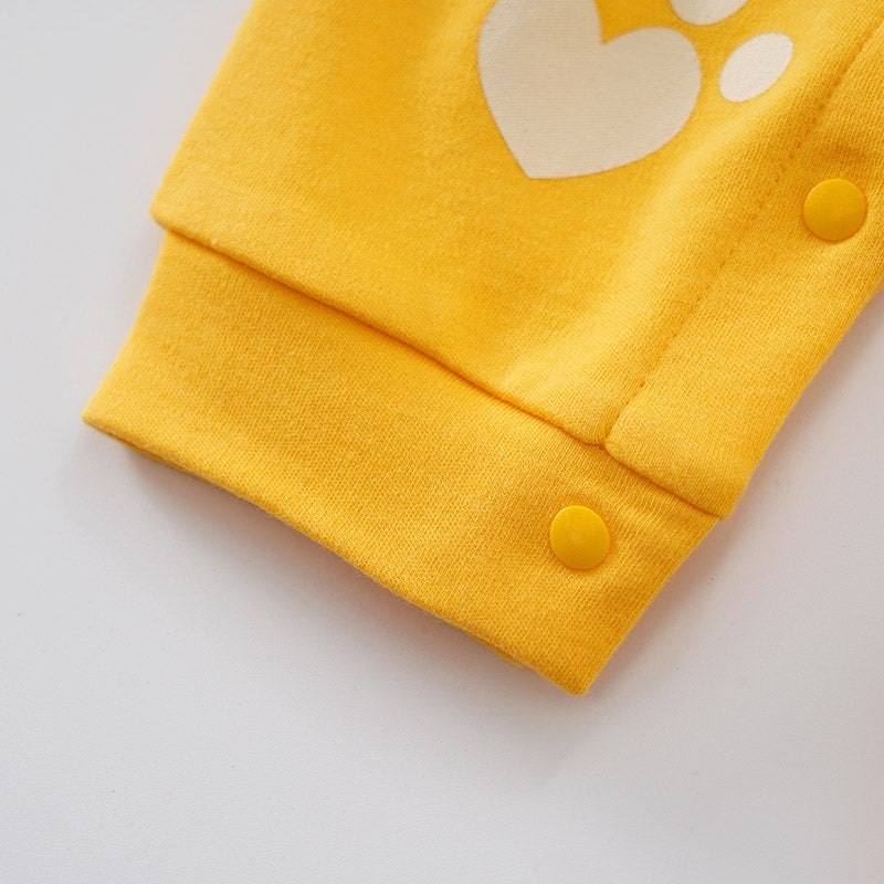 Infant Boys Yellow Printed Cotton Romper