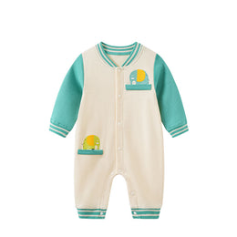 Infant Boys Off White Printed Cotton Rompers