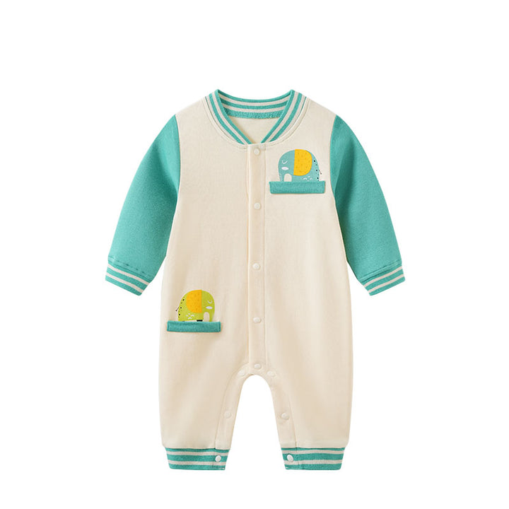 Infant Boys Off White Printed Cotton Rompers
