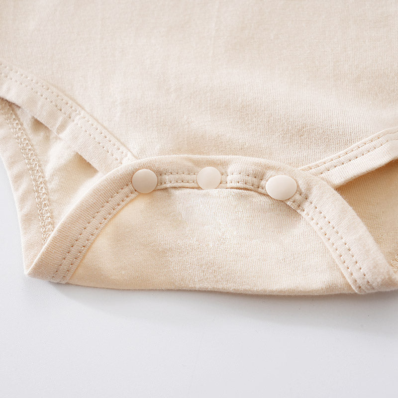 Girls Beige Printed Bodysuit with Shorts
