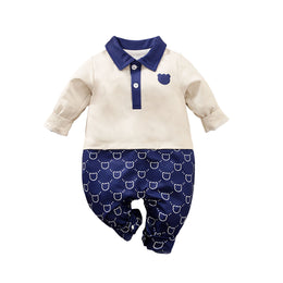 Infant Boys Beige Printed Romper