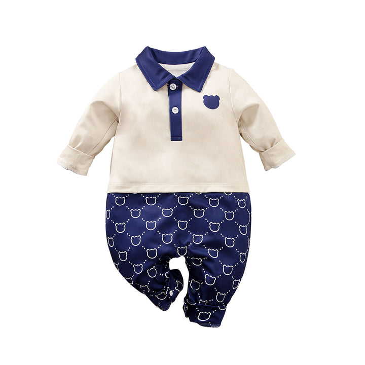 Infant Boys Beige Printed Romper