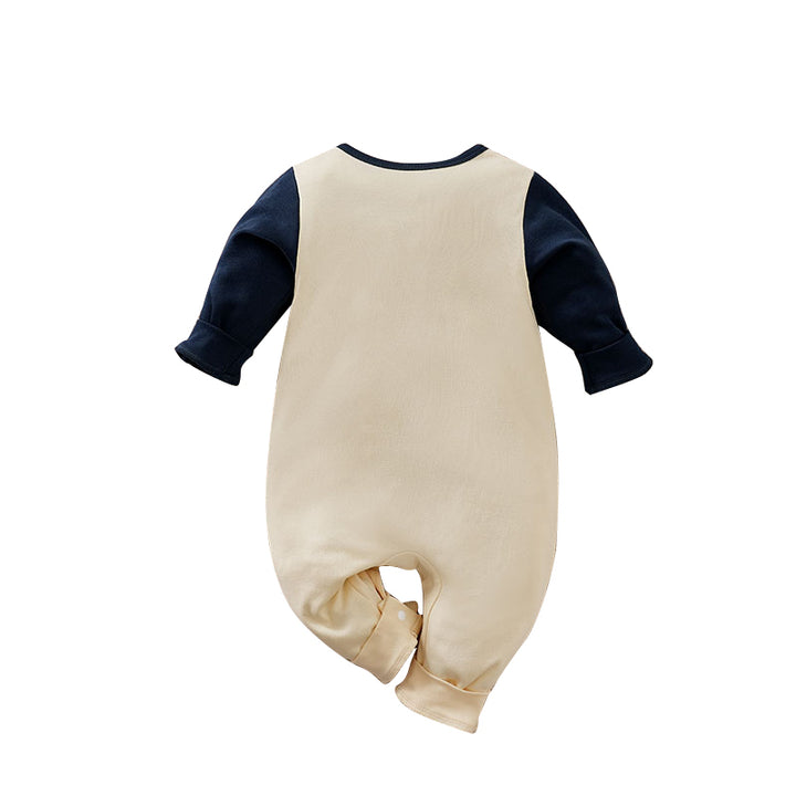 Infant Boys Beige Printed Cotton Rompers