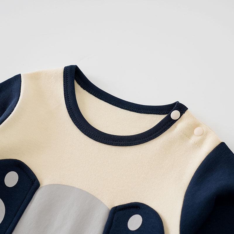 Infant Boys Beige Printed Cotton Rompers