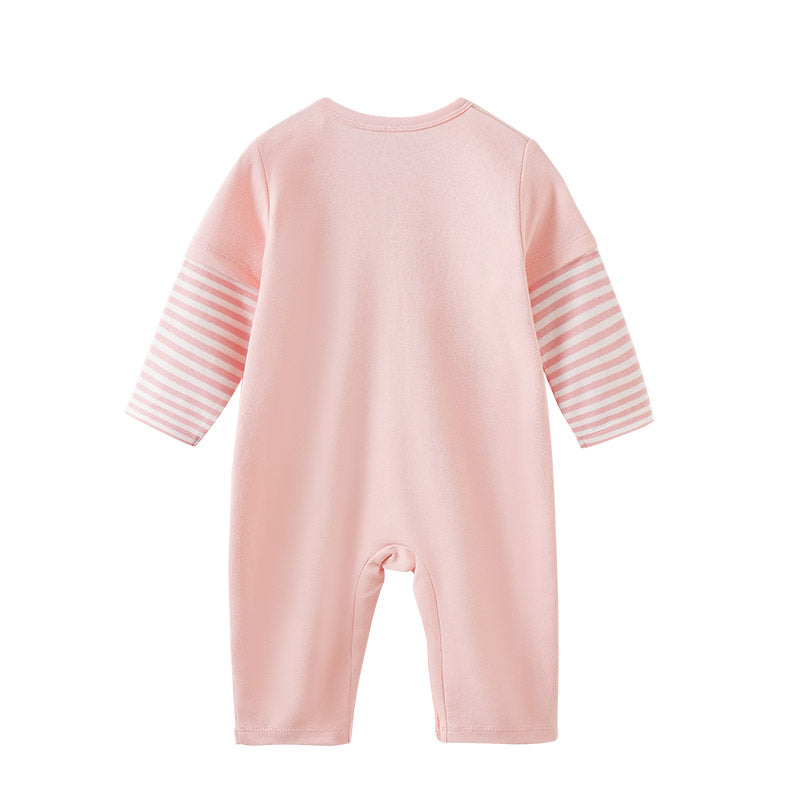 Infant Girls Pink Printed Cotton Rompers